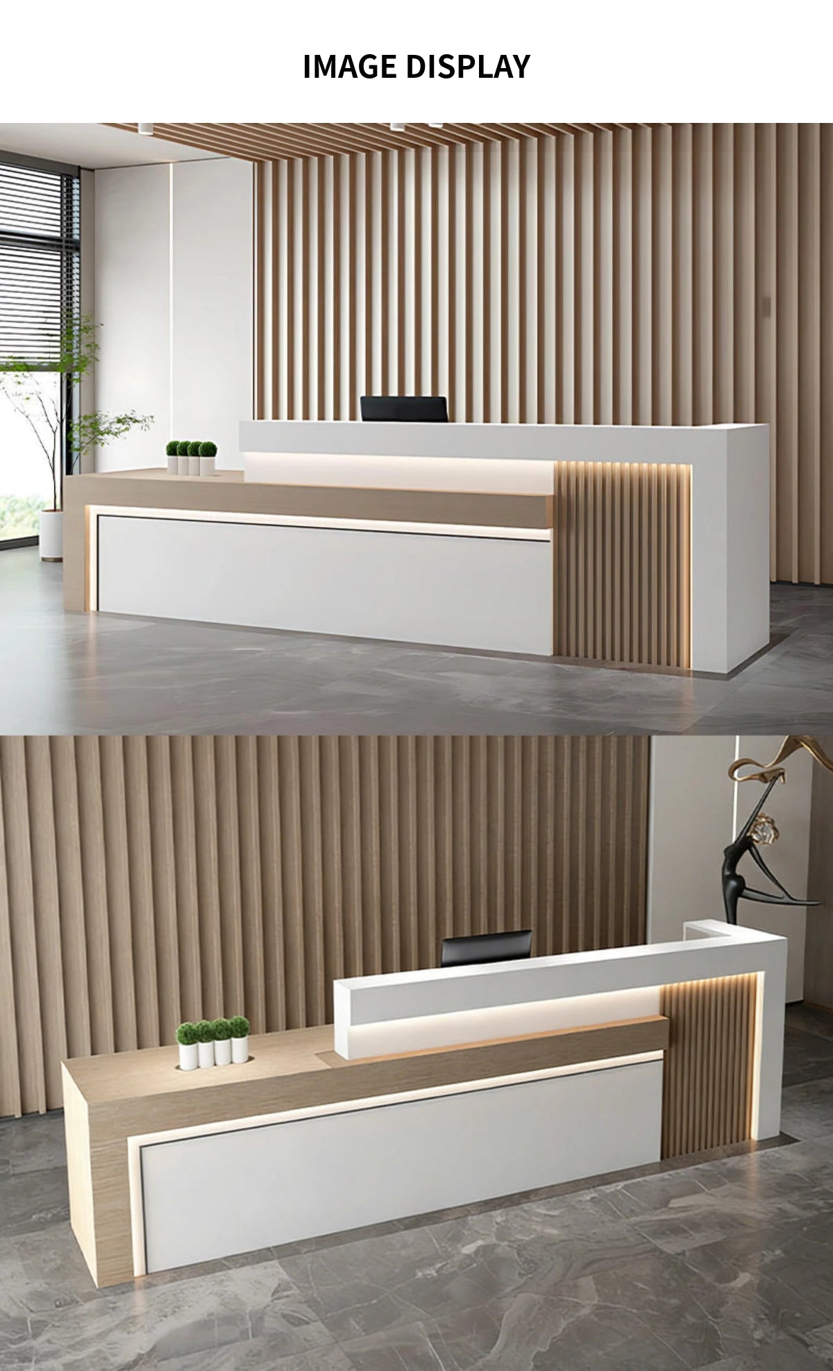 Salon Reception Desk 63-134 in Wide with LED Lighting & Transaction Counter for Salon — Detail image 9