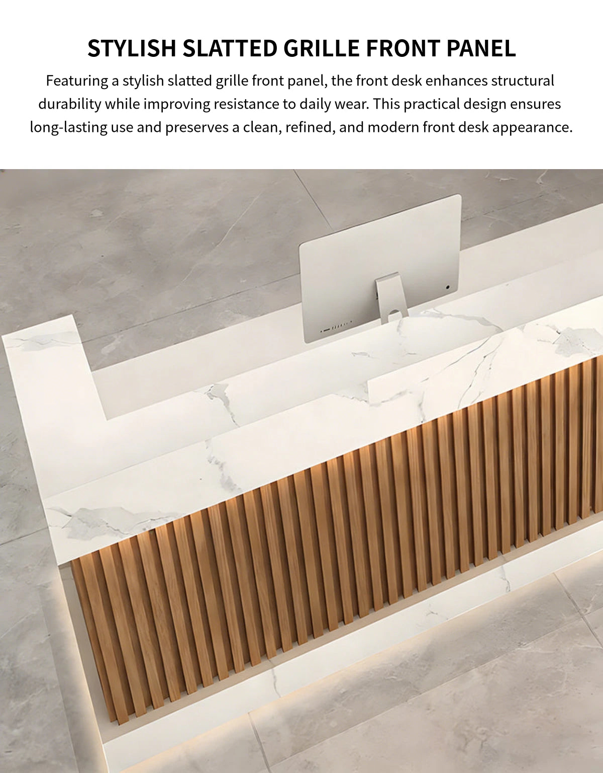 Salon Reception Desk 59-197 in Wide with Keyboard Tray, Lockable & Solid Wood for Salon — Detail image 3