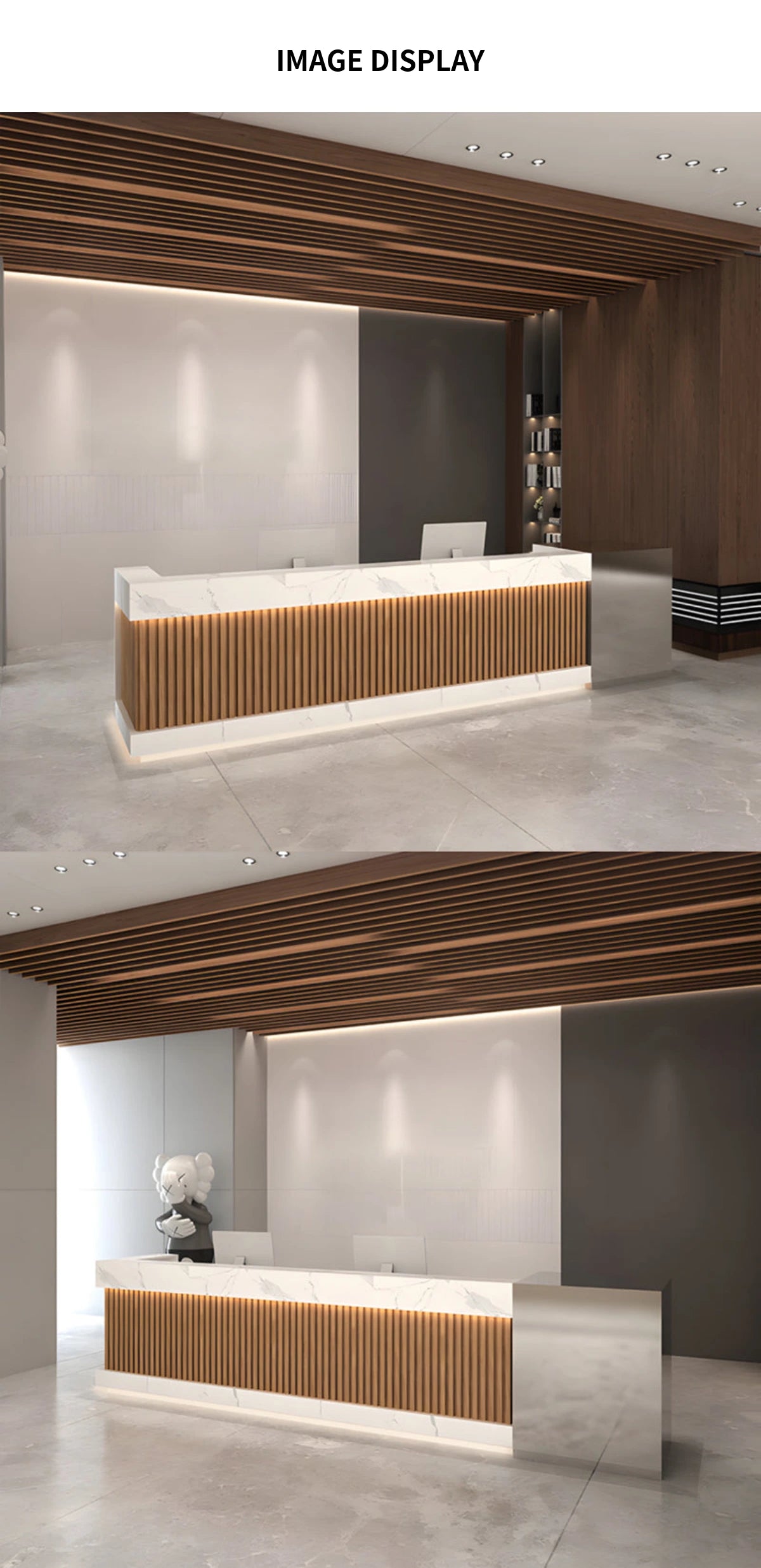 Salon Reception Desk 59-197 in Wide with Keyboard Tray, Lockable & Solid Wood for Salon — Detail image 9