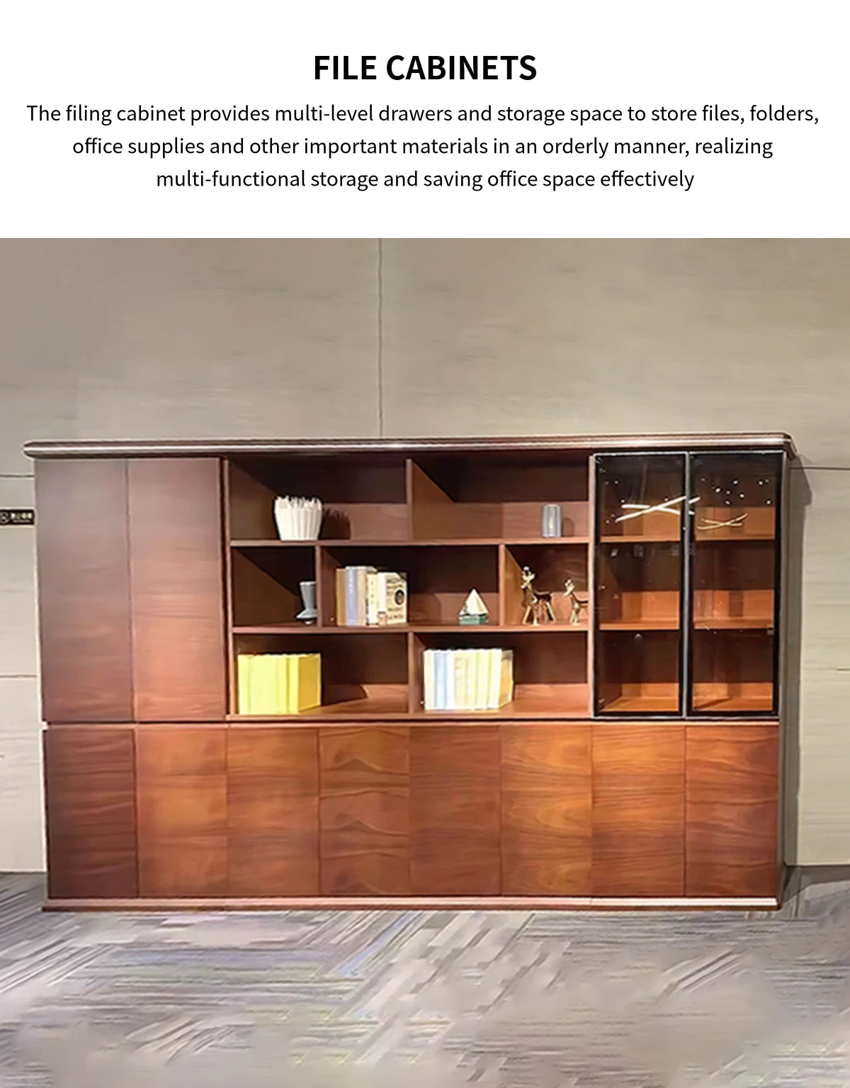 Modern Executive Desk with Solid Wood, File Drawers & Lumbar Support for Home Office — Detail image 7