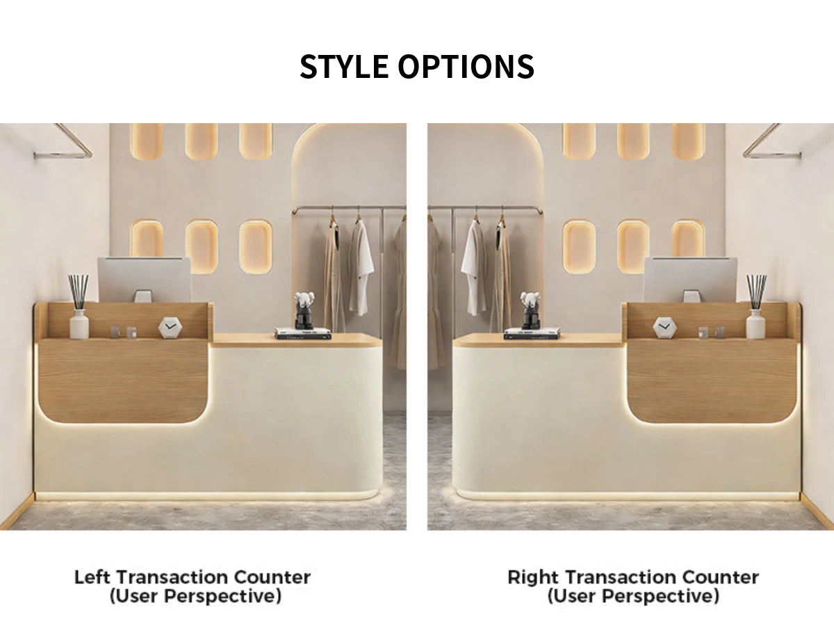 Curved Reception Desk 31-102 in Wide with LED Lighting, Lockable & File Drawers for Salon — Detail image 9