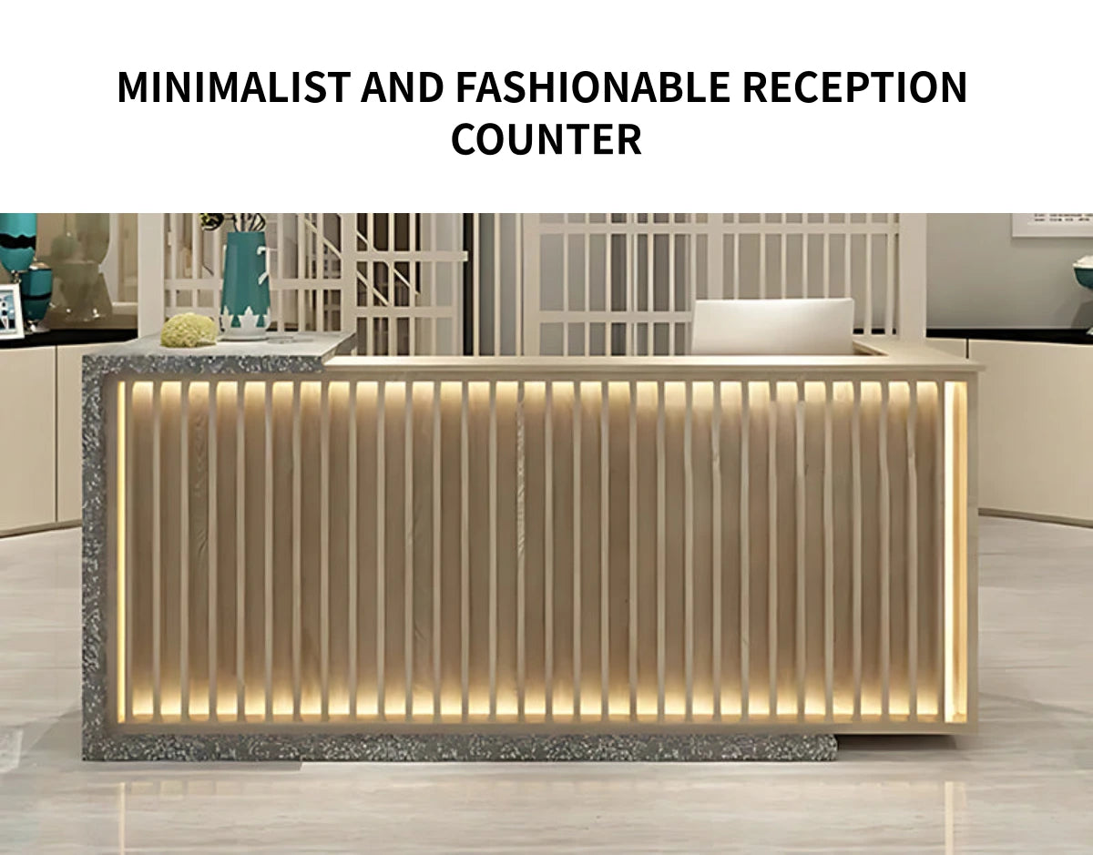 Curved Reception Desk 39-118 in Wide with Fluted Front & Lumbar Support for Office Lobby — Detail image 1