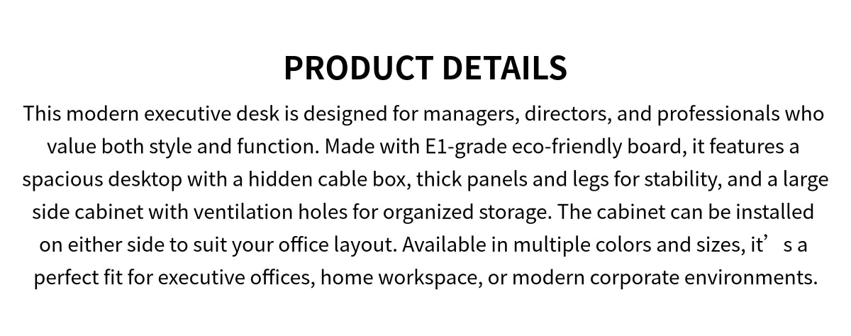 Modern Executive Desk with Dual-Tone, Cable Management & Side Storage for Home Office — Detail image 1
