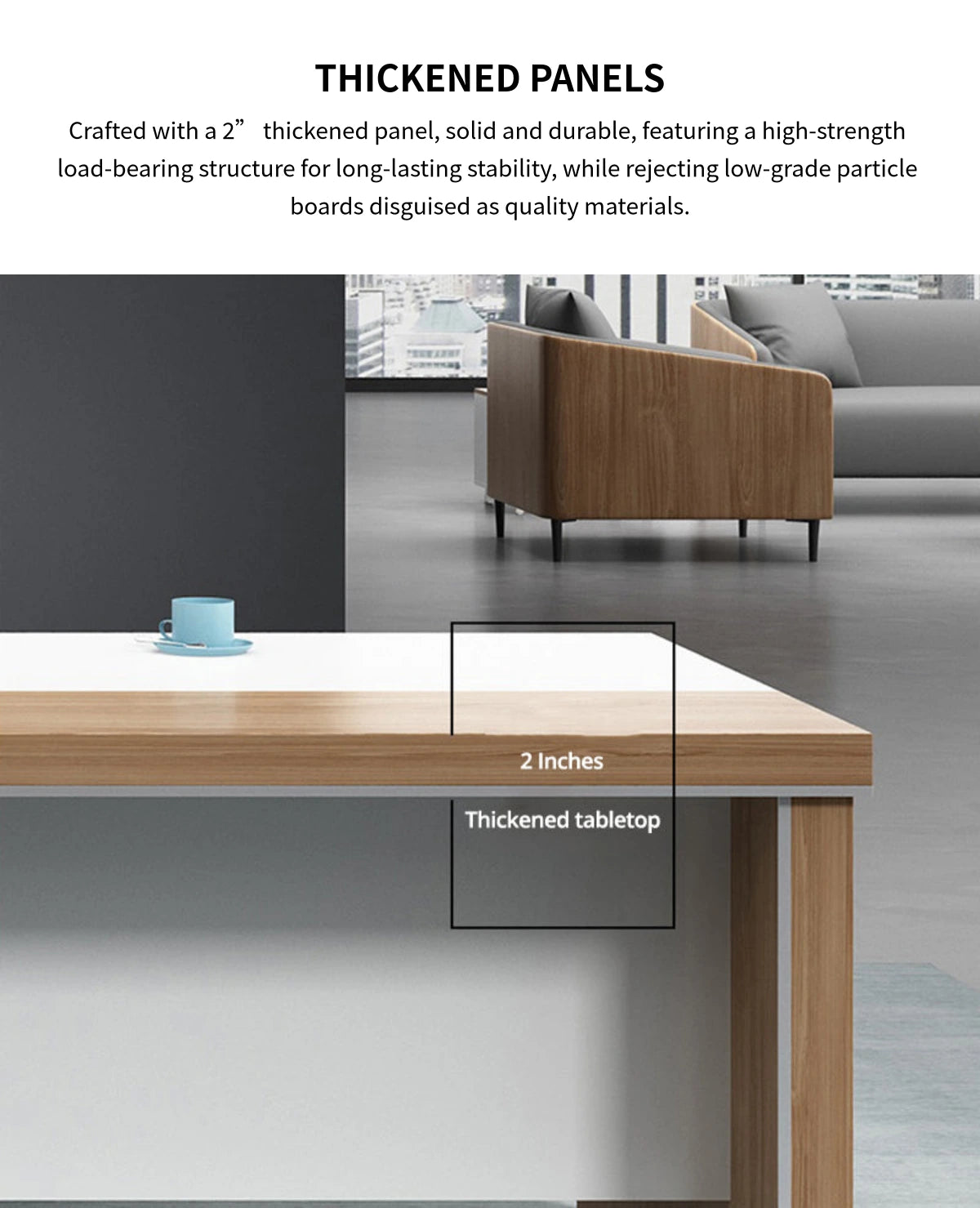 Modern Executive Desk with Dual-Tone, Cable Management & Side Storage for Home Office — Detail image 7