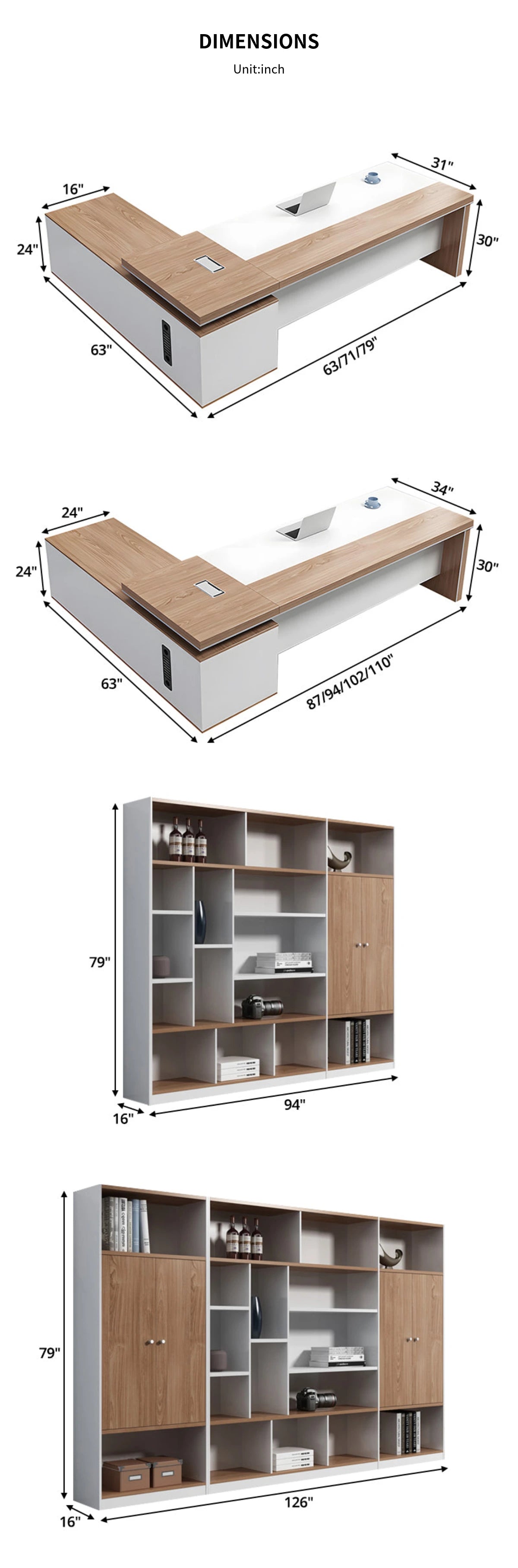 Modern Executive Desk with Dual-Tone, Cable Management & Side Storage for Home Office — Detail image 14