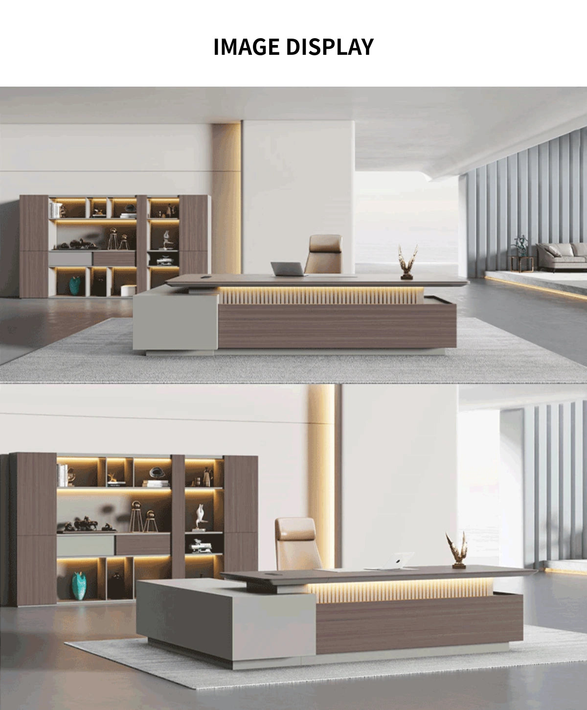Modern Executive Desk 94-142 in Wide with File Drawers & Lumbar Support for Home Office — Detail image 8