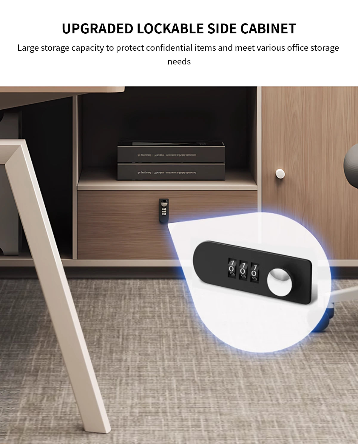 Modern Executive Desk 55-94 in Wide with Cable Management, Side Storage & Built-In Outlets — Detail image 9