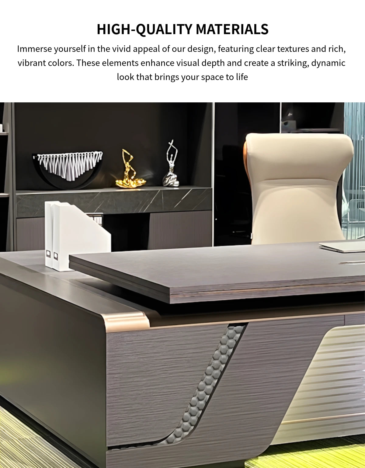 Modern Executive Desk 31-126 in Wide with Curved & Lumbar Support for Home Office — Detail image 2