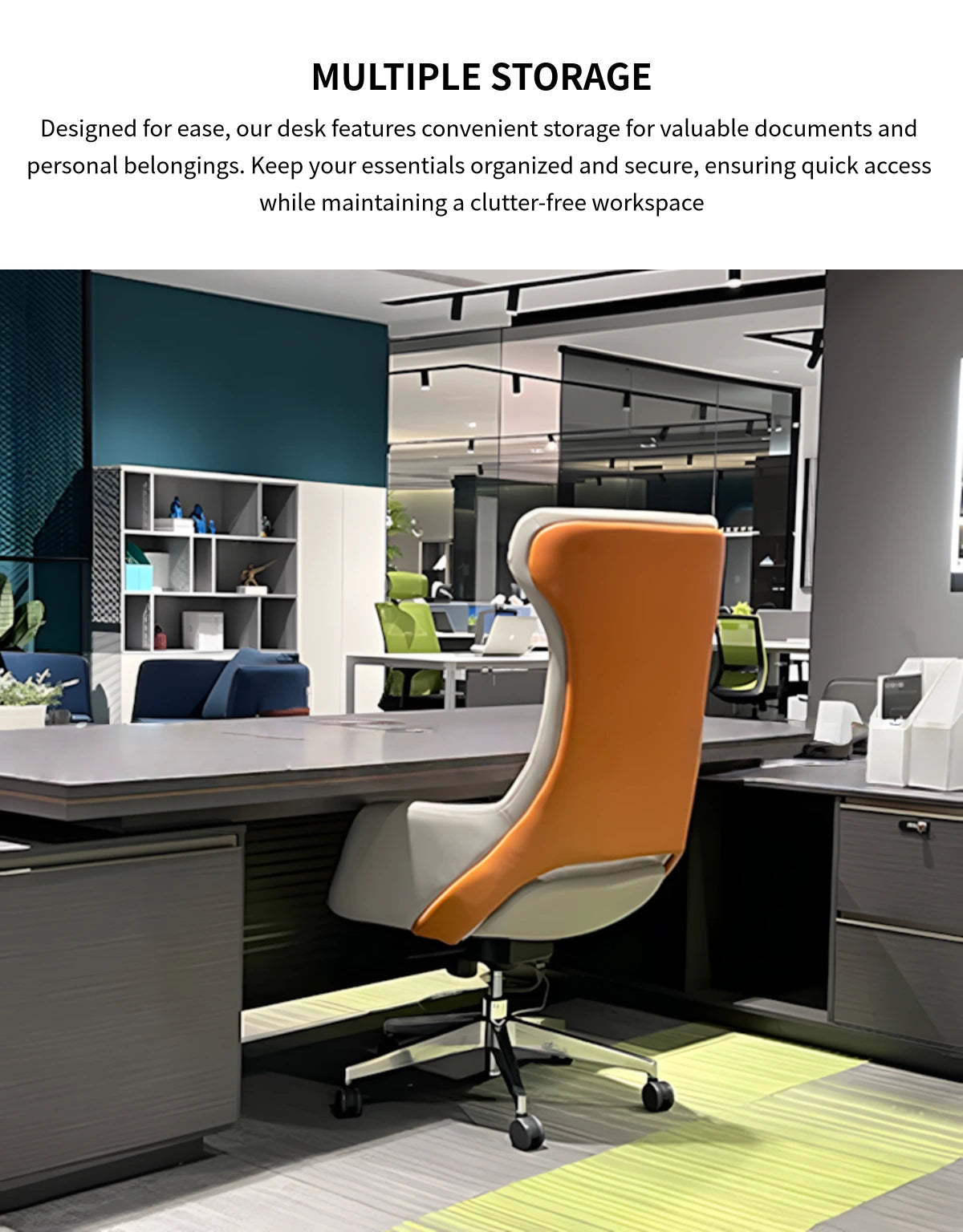 Modern Executive Desk 31-126 in Wide with Curved & Lumbar Support for Home Office — Detail image 7
