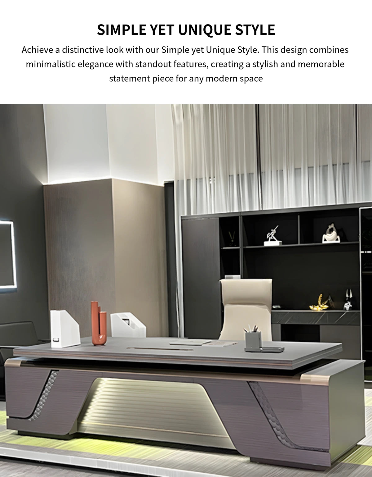 Modern Executive Desk 31-126 in Wide with Curved & Lumbar Support for Home Office — Detail image 8