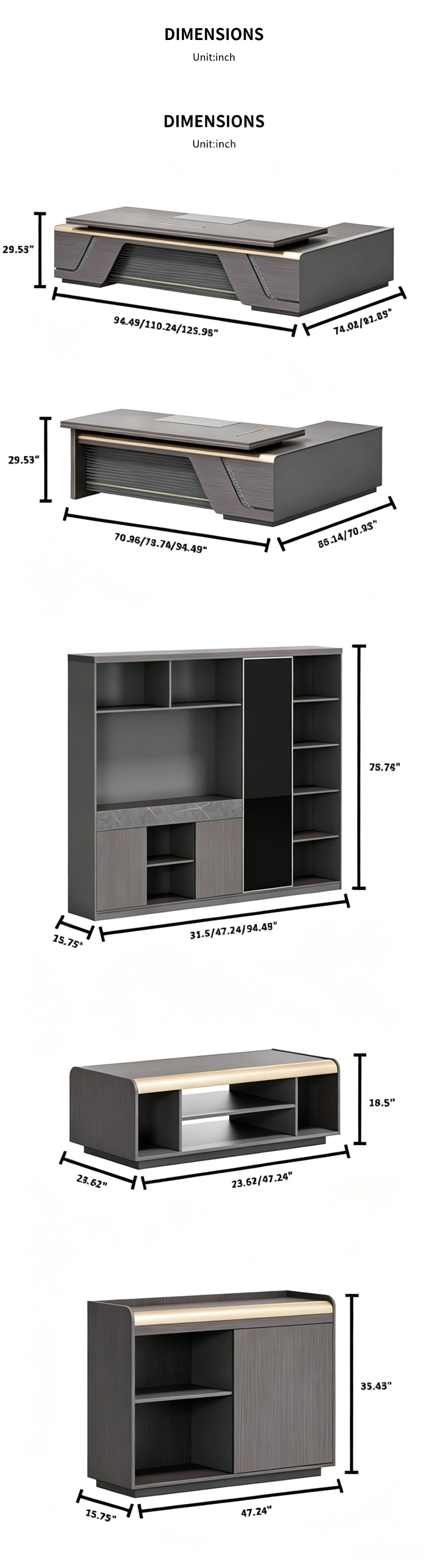 Modern Executive Desk 31-126 in Wide with Curved & Lumbar Support for Home Office — Detail image 13