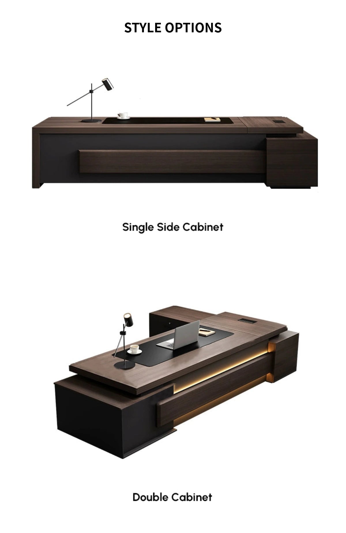 Modern Executive Desk with Cable Management, Side Storage & Lockable for Home Office — Detail image 8