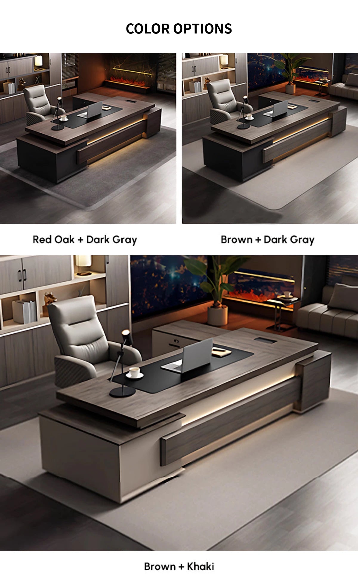 Modern Executive Desk with Cable Management, Side Storage & Lockable for Home Office — Detail image 9