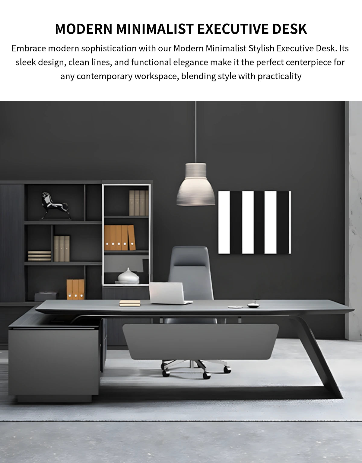 Modern Executive Desk 31-118 in Wide with Lumbar Support for Home Office — Detail image 1
