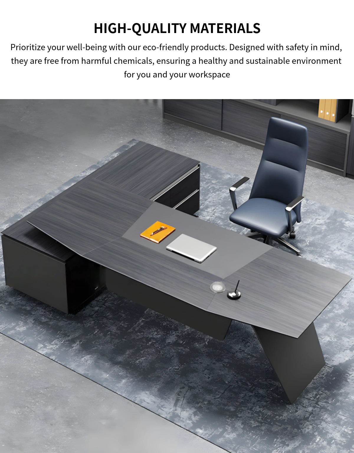 Modern Executive Desk 31-118 in Wide with Lumbar Support for Home Office — Detail image 3