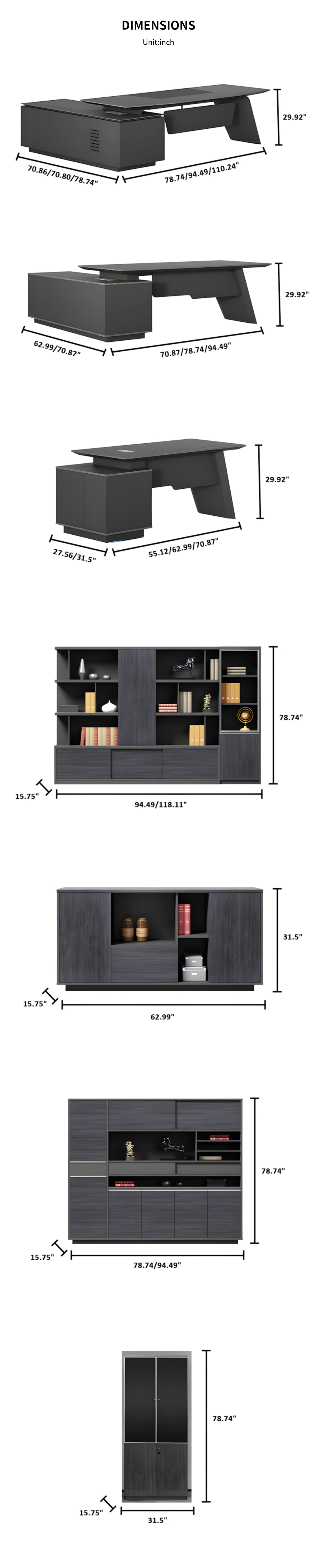 Modern Executive Desk 31-118 in Wide with Lumbar Support for Home Office — Detail image 9