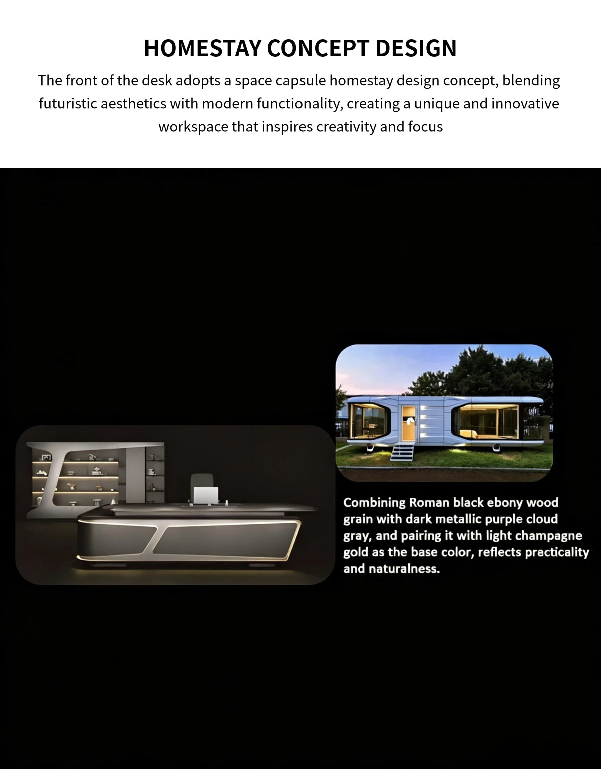 L-Shaped Executive Desk with Built-In Outlets, Side Storage & Lumbar Support — Detail image 2