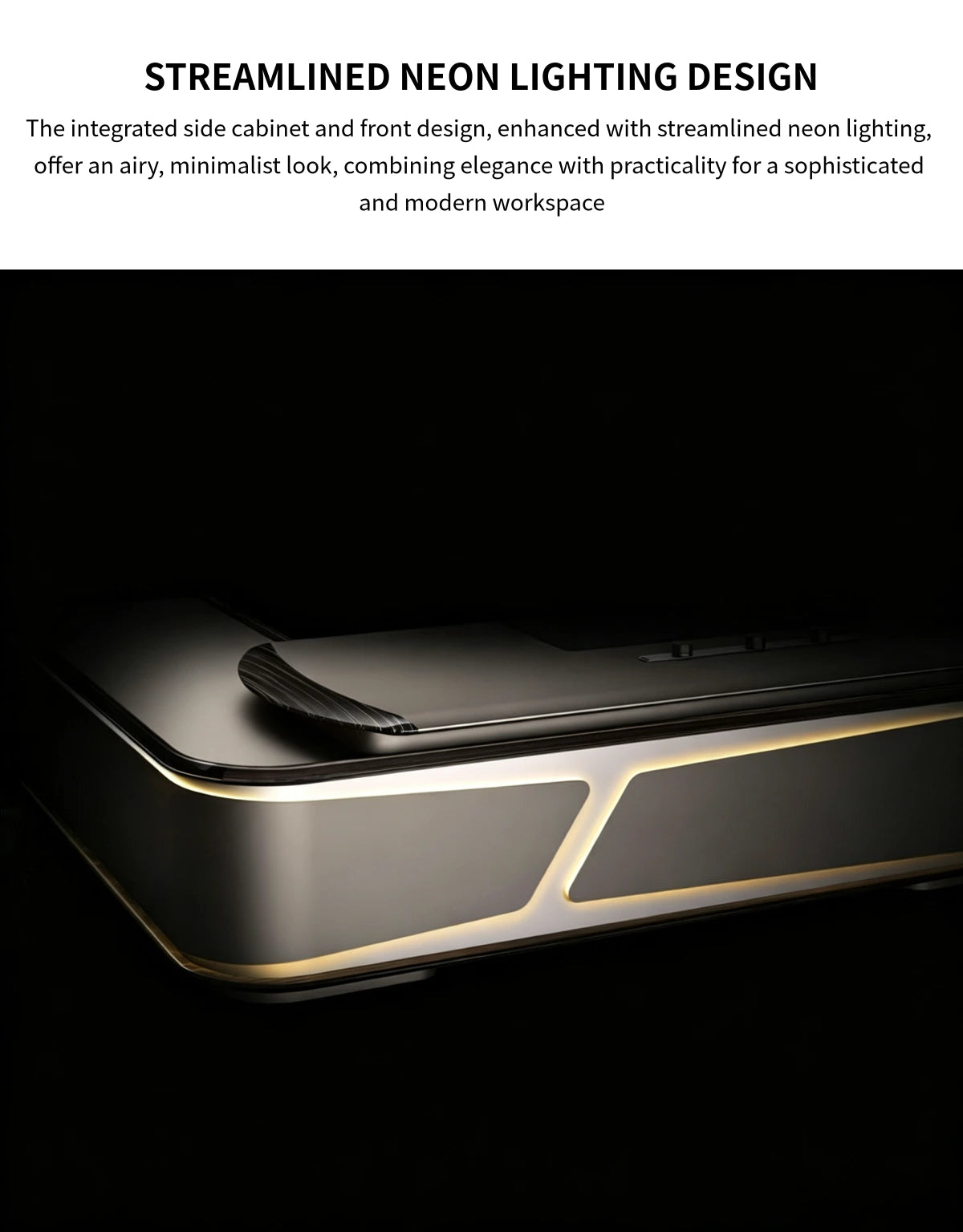 L-Shaped Executive Desk with Built-In Outlets, Side Storage & Lumbar Support — Detail image 3