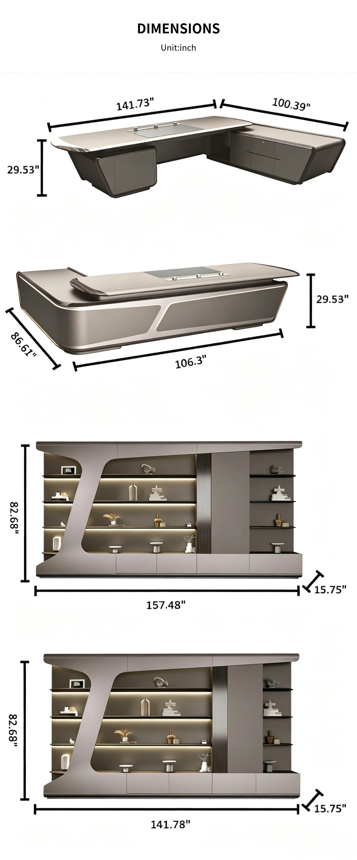 L-Shaped Executive Desk with Built-In Outlets, Side Storage & Lumbar Support — Detail image 12