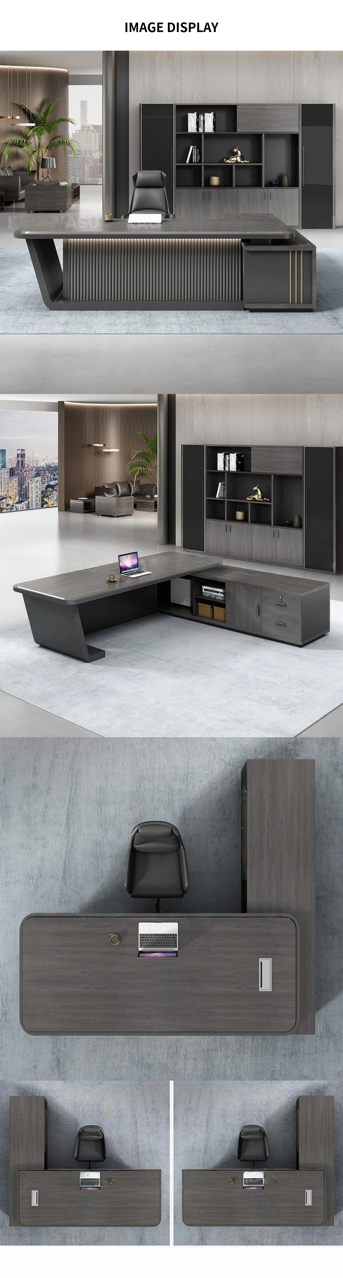 Modern Executive Desk 21-126 in Wide with Side Storage & Walnut for Home Office — Detail image 6