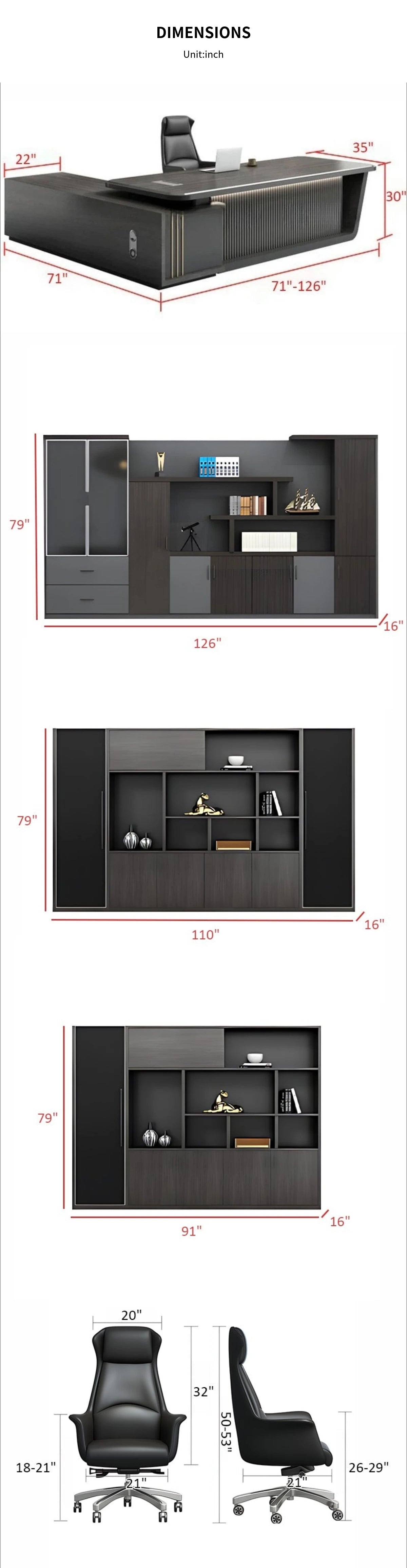 Modern Executive Desk 21-126 in Wide with Side Storage & Walnut for Home Office — Detail image 7
