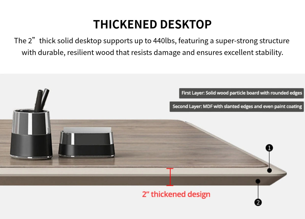Modern Executive Desk with Curved, Cable Management & Side Storage for Home Office — Detail image 6