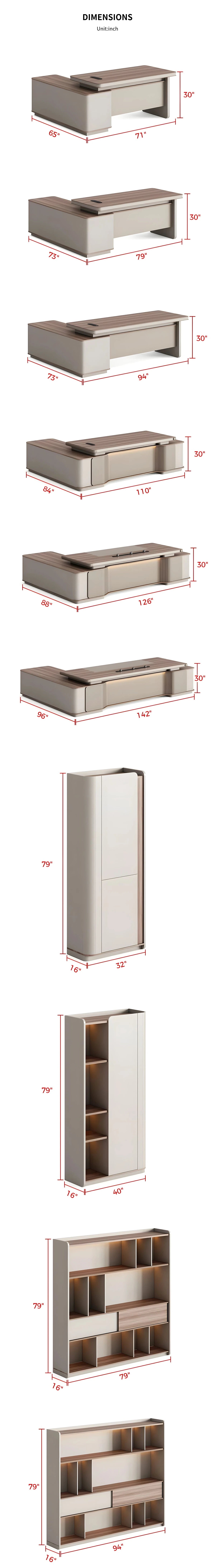 Modern Executive Desk 31-142 in Wide with LED Lighting & Lumbar Support for Home Office — Detail image 9