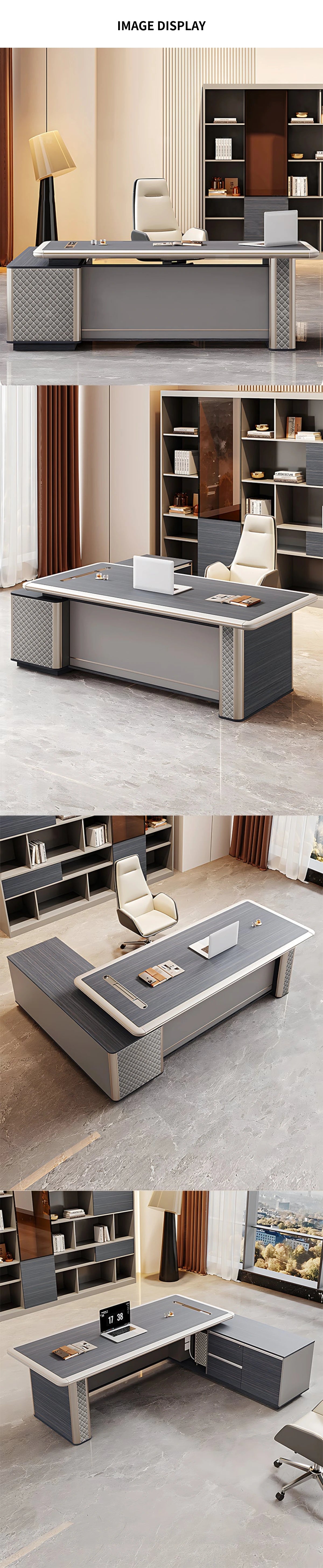 Modern Executive Desk with Side Storage, Curved & Cable Management for Home Office — Detail image 8