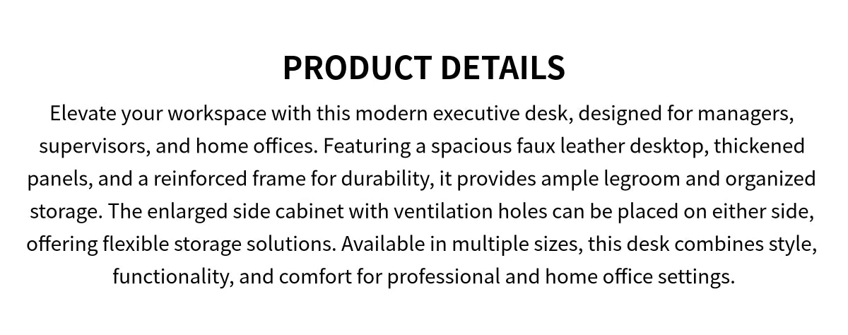 Modern Executive Desk with Cable Management, Side Storage & Walnut for Home Office — Detail image 1