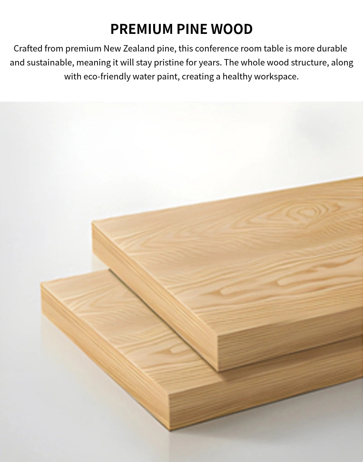 Modern Conference Table 63-142 in Wide (5.2-11.8 ft) with Solid Wood & Lumbar Support — Detail image 2