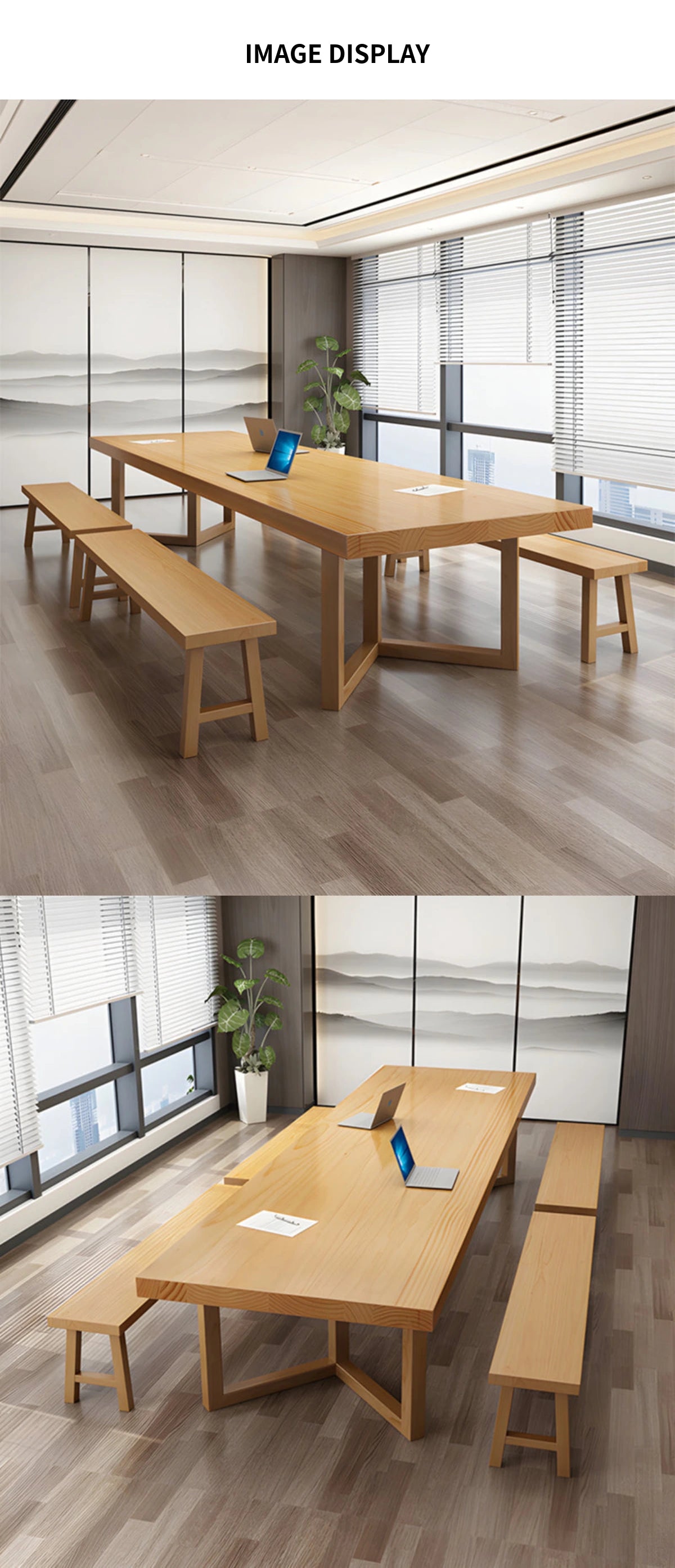 Modern Conference Table 63-142 in Wide (5.2-11.8 ft) with Solid Wood & Lumbar Support — Detail image 7