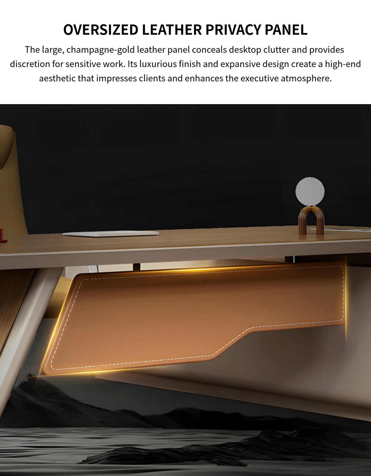 Modern Executive Desk with Cable Management, Wireless Charging & Curved for Home Office — Detail image 7