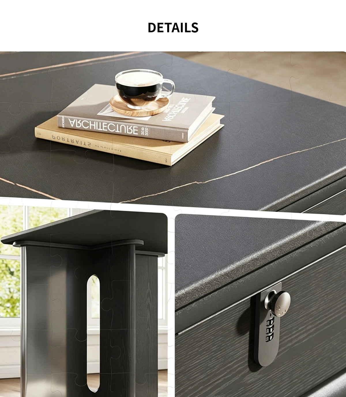 Modern Office Desk with File Drawers, Lockable & Stainless Steel for Home Office — Detail image 6