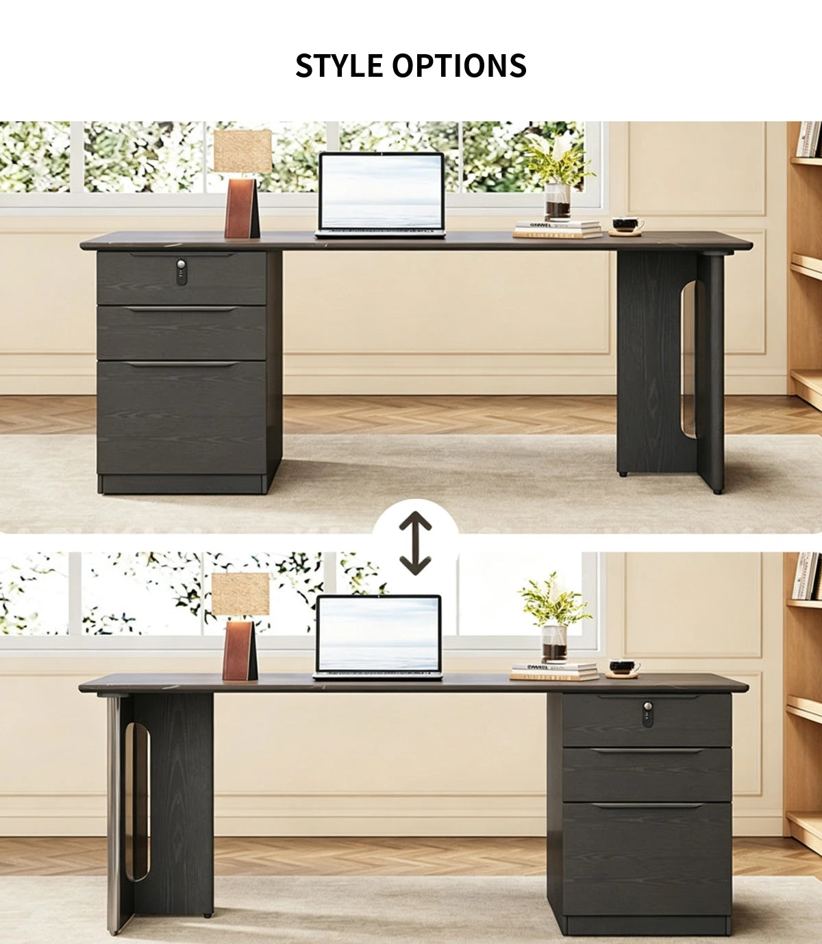 Modern Office Desk with File Drawers, Lockable & Stainless Steel for Home Office — Detail image 8