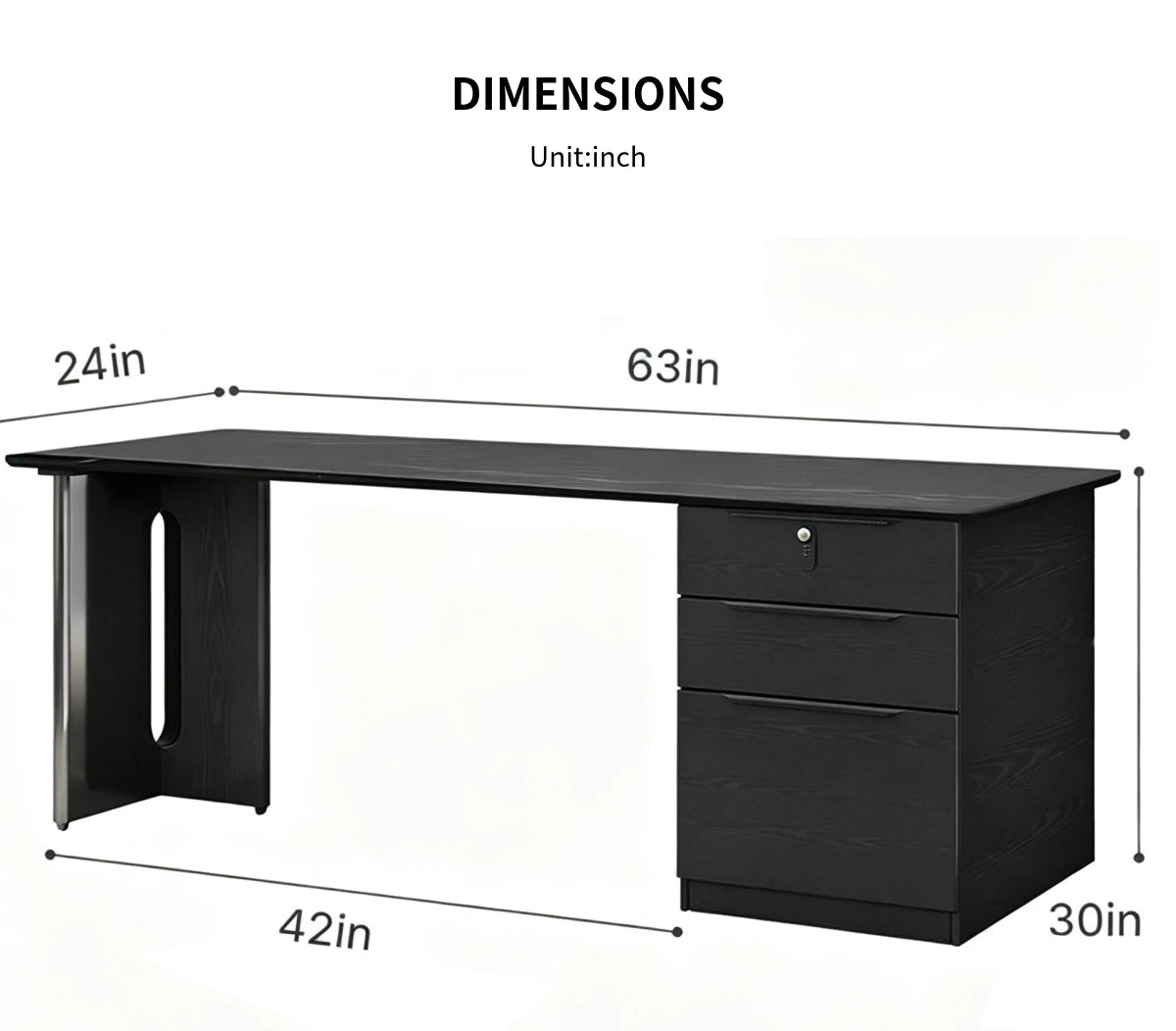 Modern Office Desk with File Drawers, Lockable & Stainless Steel for Home Office — Detail image 9
