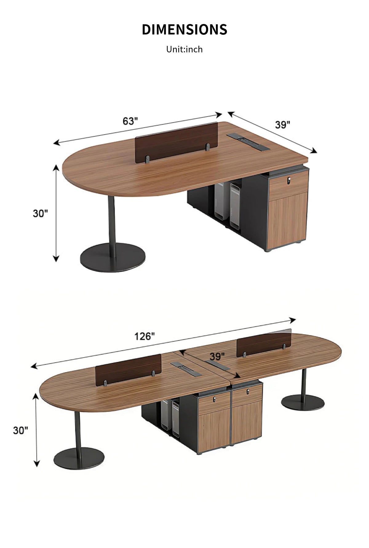 Round Office Desk with Built-In Outlets, Lockable & Solid Wood for Hom — Detail image 13