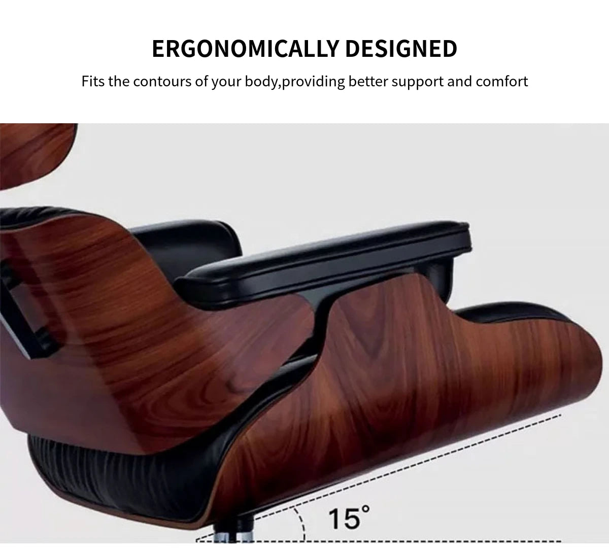 Leather Executive Office Chair with Genuine Leather, Solid Wood & Lumbar Support — Detail image 5