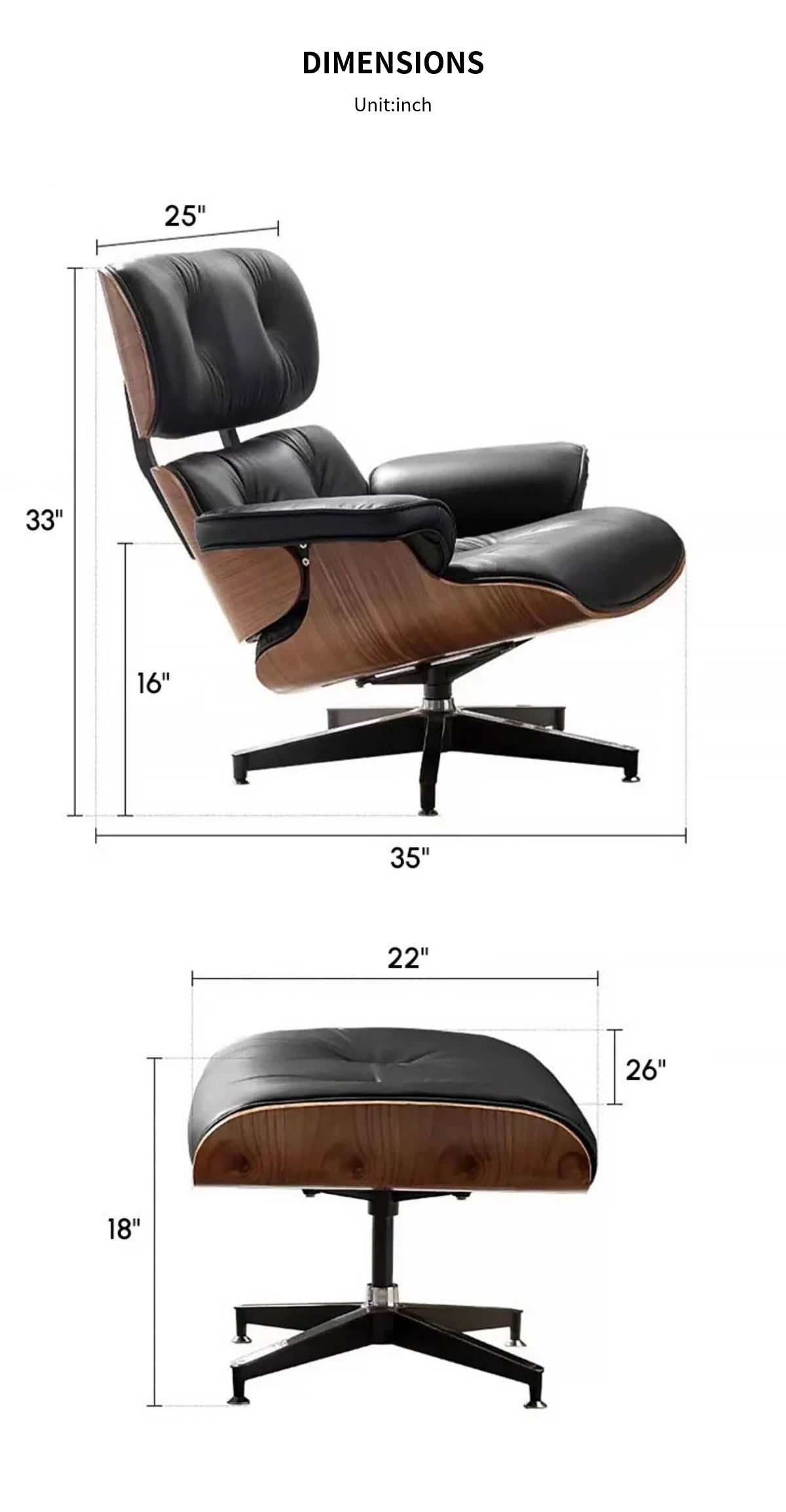 Leather Executive Office Chair with Genuine Leather, Solid Wood & Lumbar Support — Detail image 10