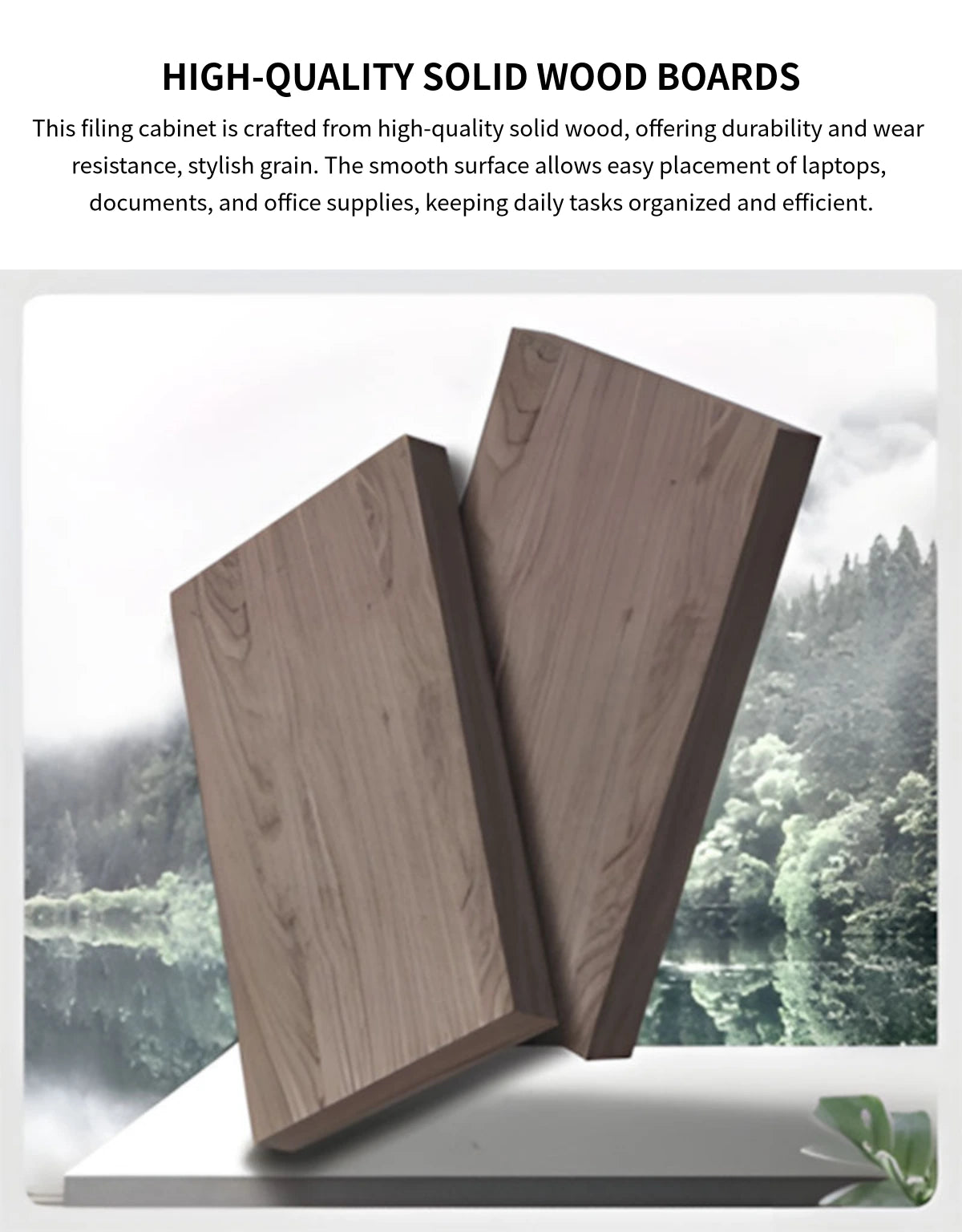 File Cabinet 31-79 in Tall with U-Shaped & Solid Wood for Office — Detail image 2