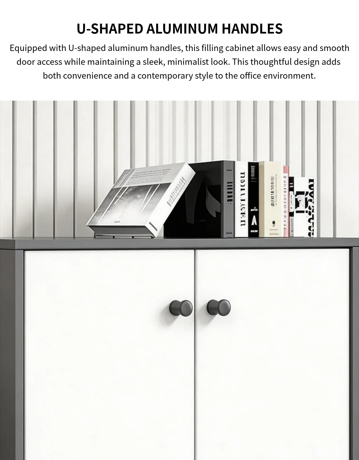 File Cabinet 31-79 in Tall with U-Shaped & Solid Wood for Office — Detail image 7