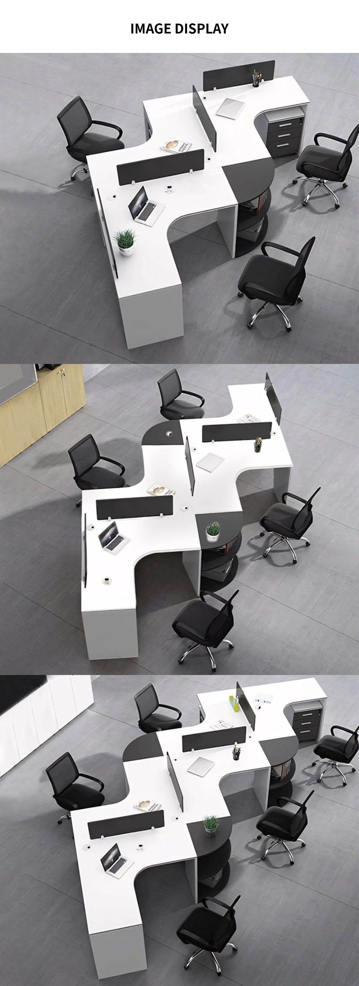 Curved Office Desk with Cable Management, File Drawers & Portable for Home Office — Detail image 11