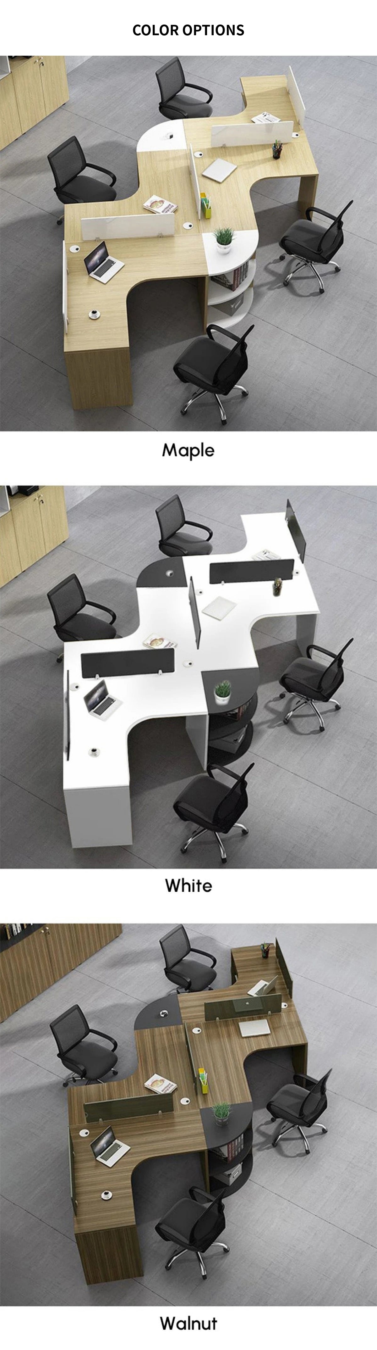 Curved Office Desk with Cable Management, File Drawers & Portable for Home Office — Detail image 12