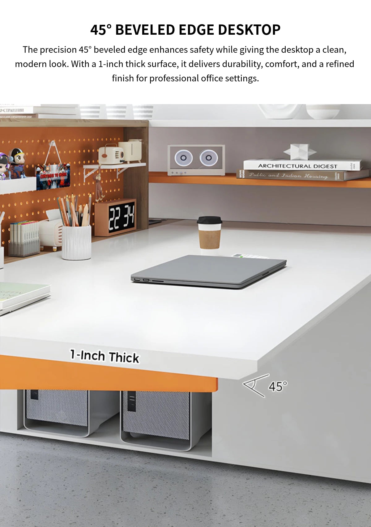 Office Workstation Desk with Modular, Built-In Outlets & LED Lighting for Home Office — Detail image 5