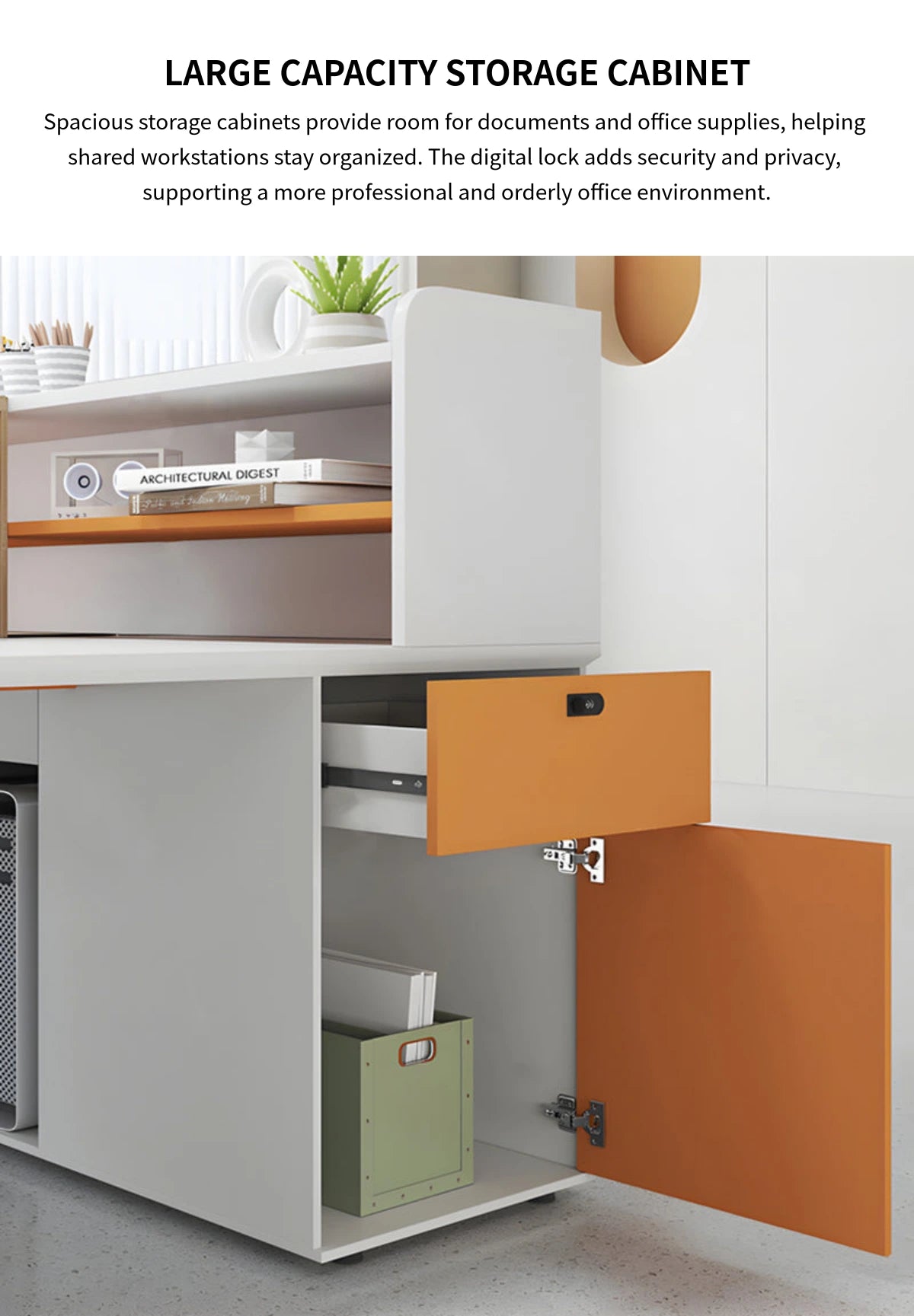 Office Workstation Desk with Modular, Built-In Outlets & LED Lighting for Home Office — Detail image 9