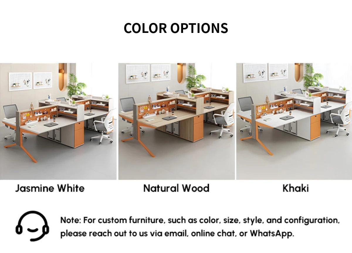 Office Workstation Desk with Modular, Built-In Outlets & LED Lighting for Home Office — Detail image 13