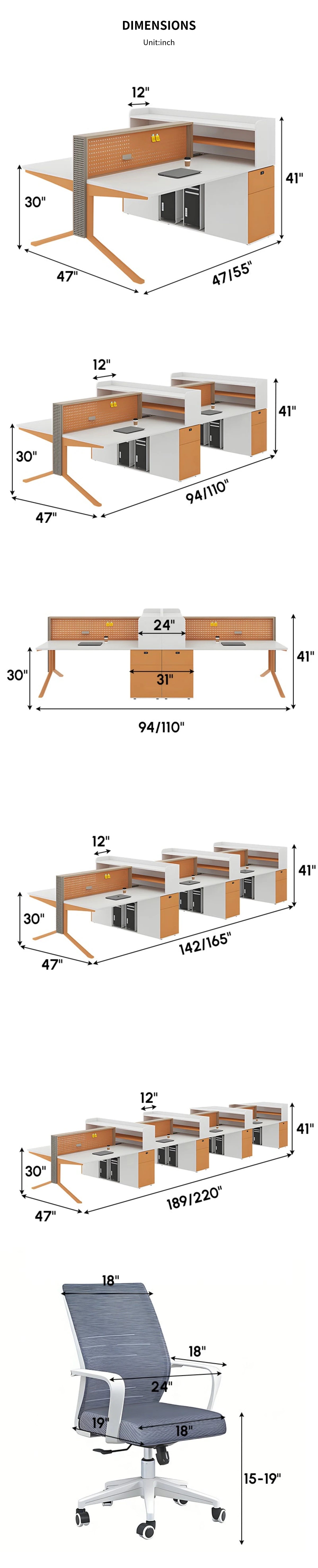 Office Workstation Desk with Modular, Built-In Outlets & LED Lighting for Home Office — Detail image 14