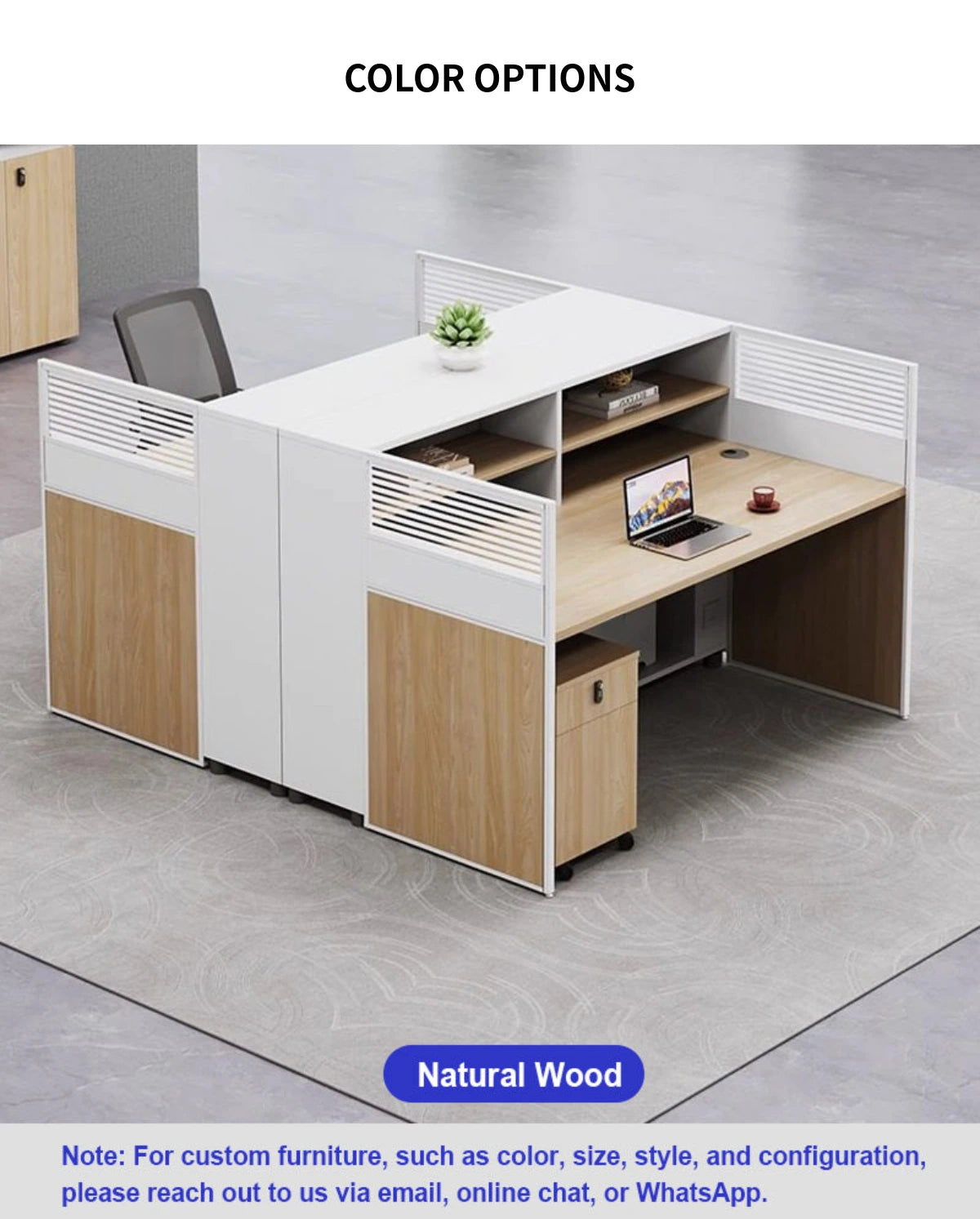 Office Workstation Desk with Lockable, Built-In Outlets & File Drawers for Home Office — Detail image 11