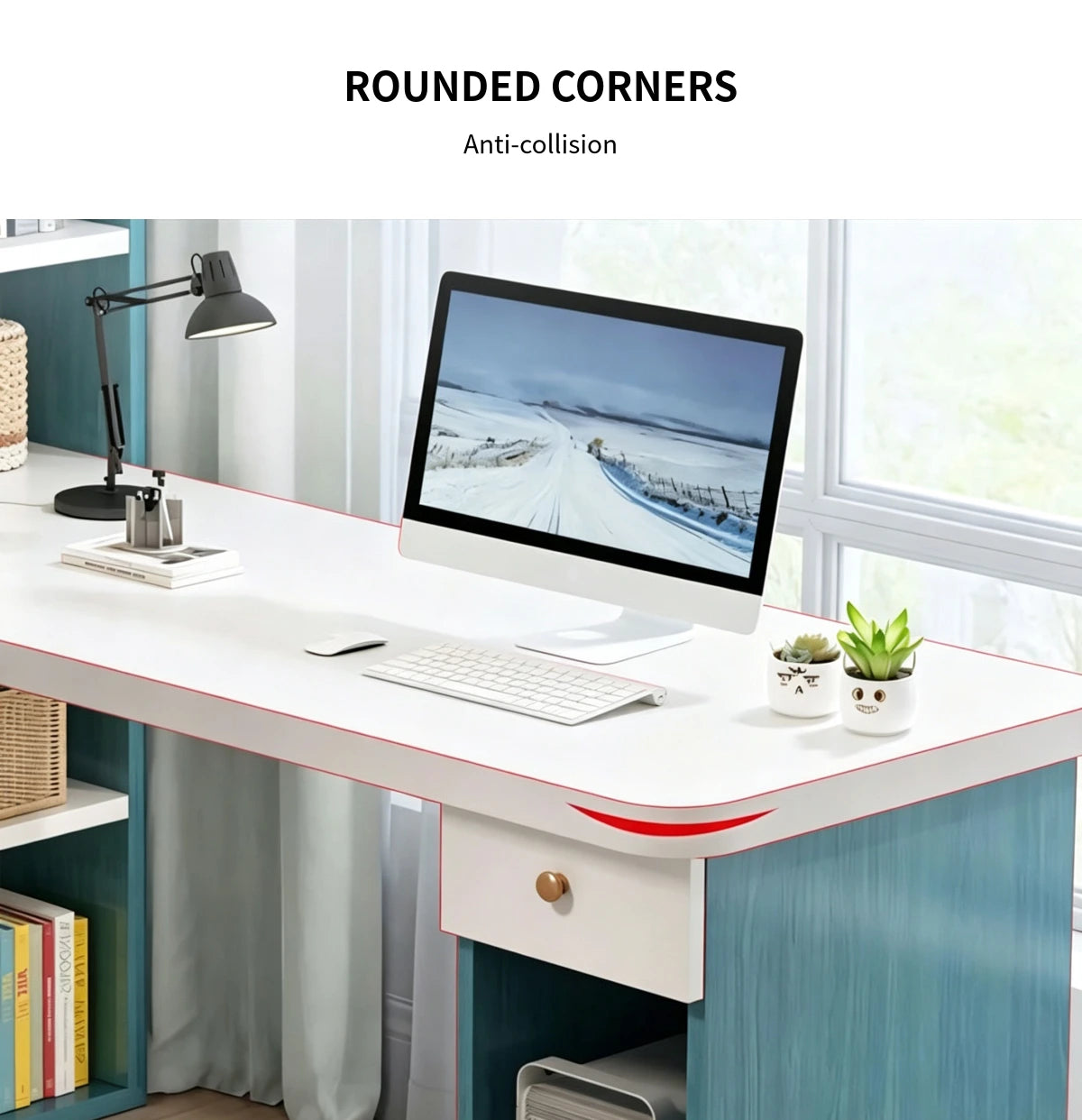 Bookcase Storage Cabinet 24-71 in Tall with Curved for Home Office — Detail image 3