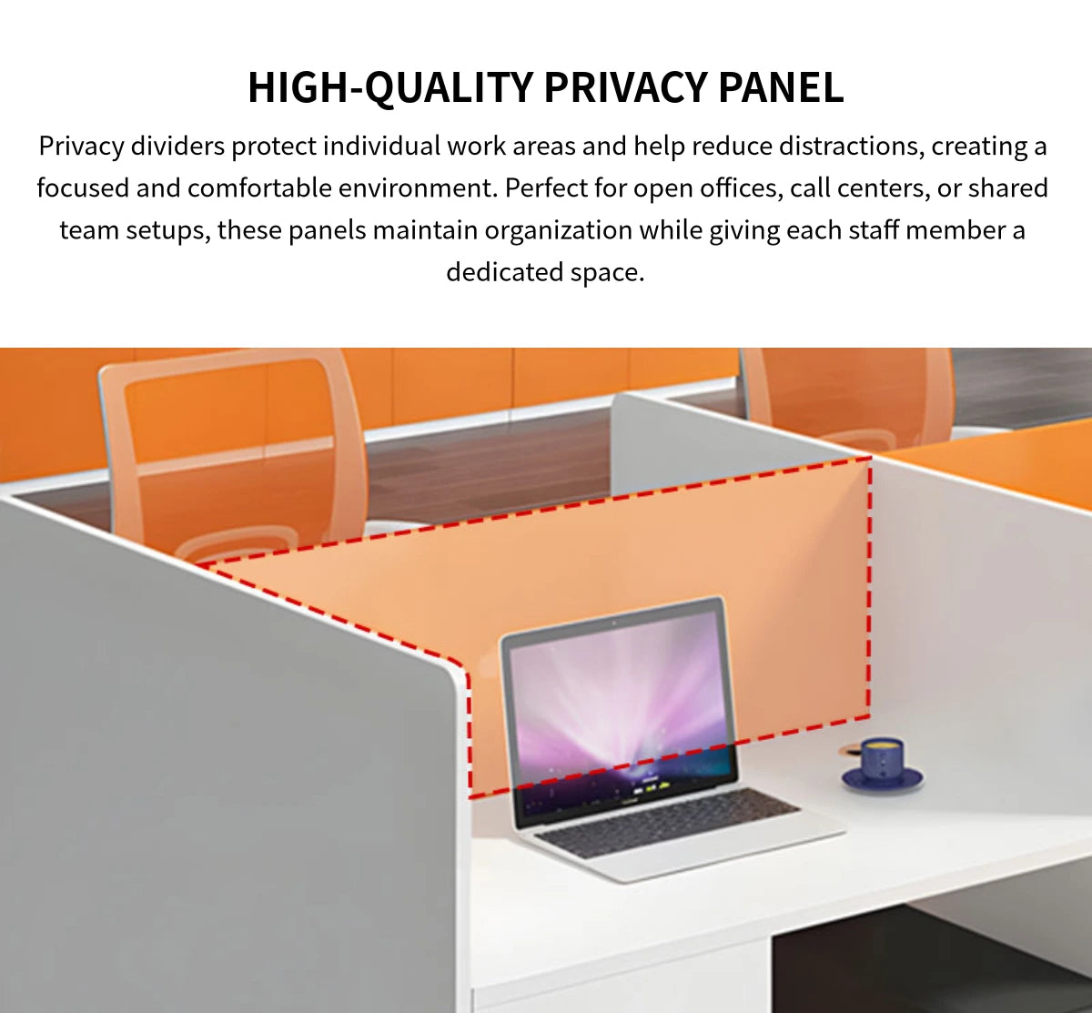 Office Workstation Desk with Privacy Panel, Lockable & File Drawers for Home Office — Detail image 2