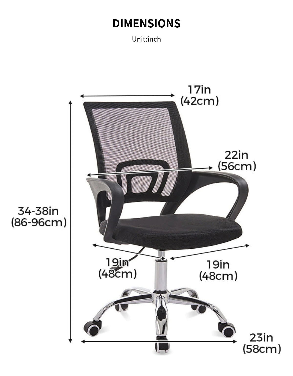 Mesh Ergonomic Office Chair with Swivel, Breathable Mesh & Lumbar Support for Home Office — Detail image 10